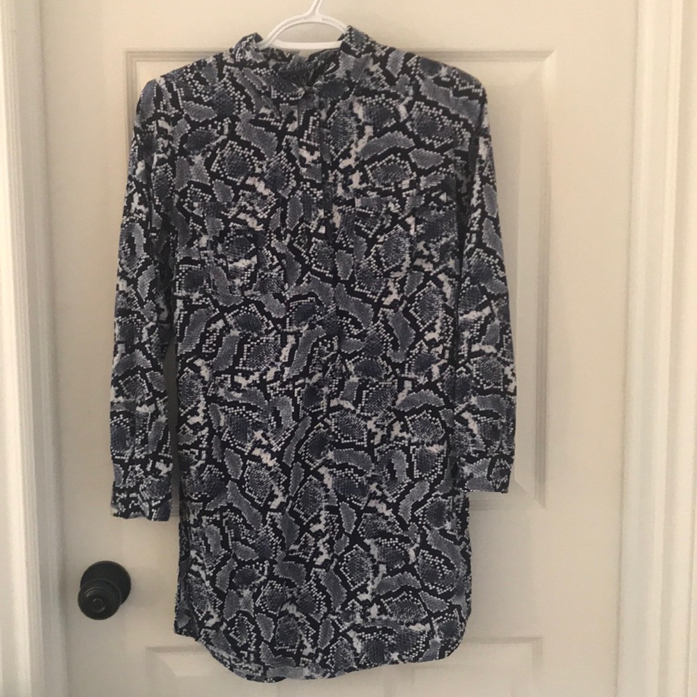 Shirt dress, in navy snake print pattern
